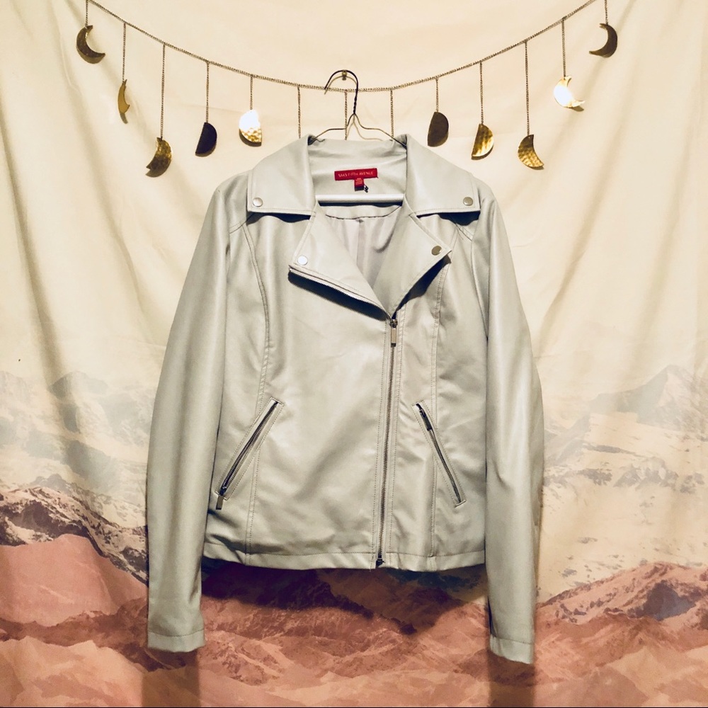 NWT Saks Fifth Avenue Faux Leather Jacket Size M